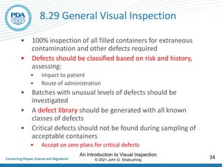 Visual inspection of parenteral dosage forms | PDF