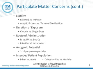 Visual inspection of parenteral dosage forms | PDF