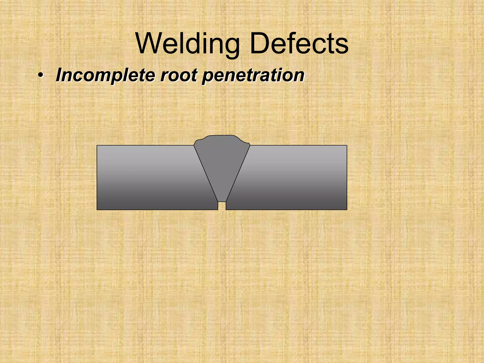 Welding Defects
• Incomplete root penetration
 