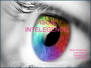 VISUAL
INTELEGENCE


              Alena Ryneiskaya
                  Iryna Mykytka
                 Gabriela Lobo
                    Irina Spirina
 