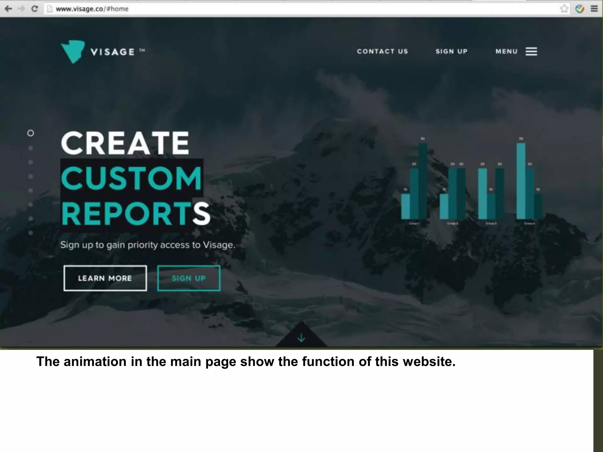 The animation in the main page show the function of this website.
 