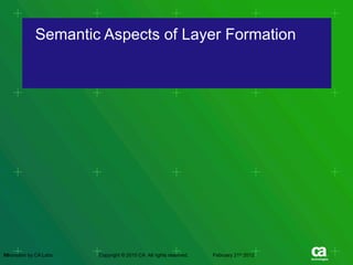 Semantic Aspects of Layer Formation
18Innovation by CA Labs Copyright © 2010 CA. All rights reserved. February 21st 2012
 