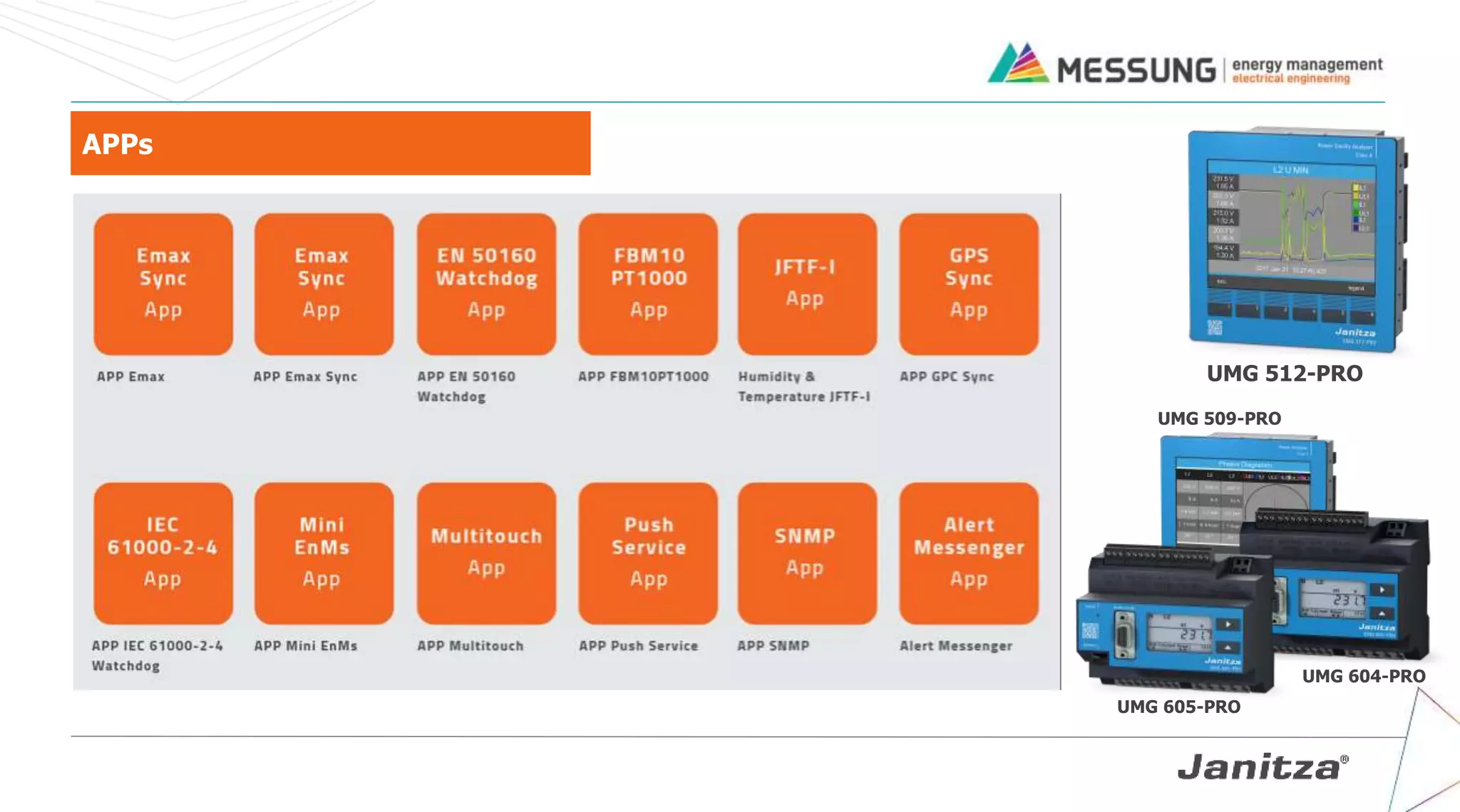 APPs
UMG 512-PRO
UMG 509-PRO
UMG 604-PRO
UMG 605-PRO
 