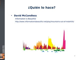 ¿Quién lo hace?

• David McCandless
  Information is Beautiful
  http://www.informationisbeautiful.net/play/mountains-out-of-molehills/




                                                                           7
 