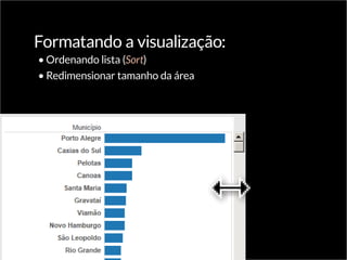 Formatando a visualização:
•	Ordenando lista (Sort)
•	Redimensionar tamanho da área
 