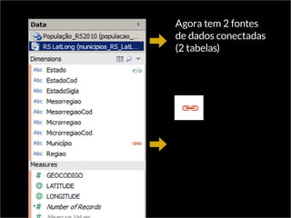 Agora tem 2 fontes
de dados conectadas
(2 tabelas)
 