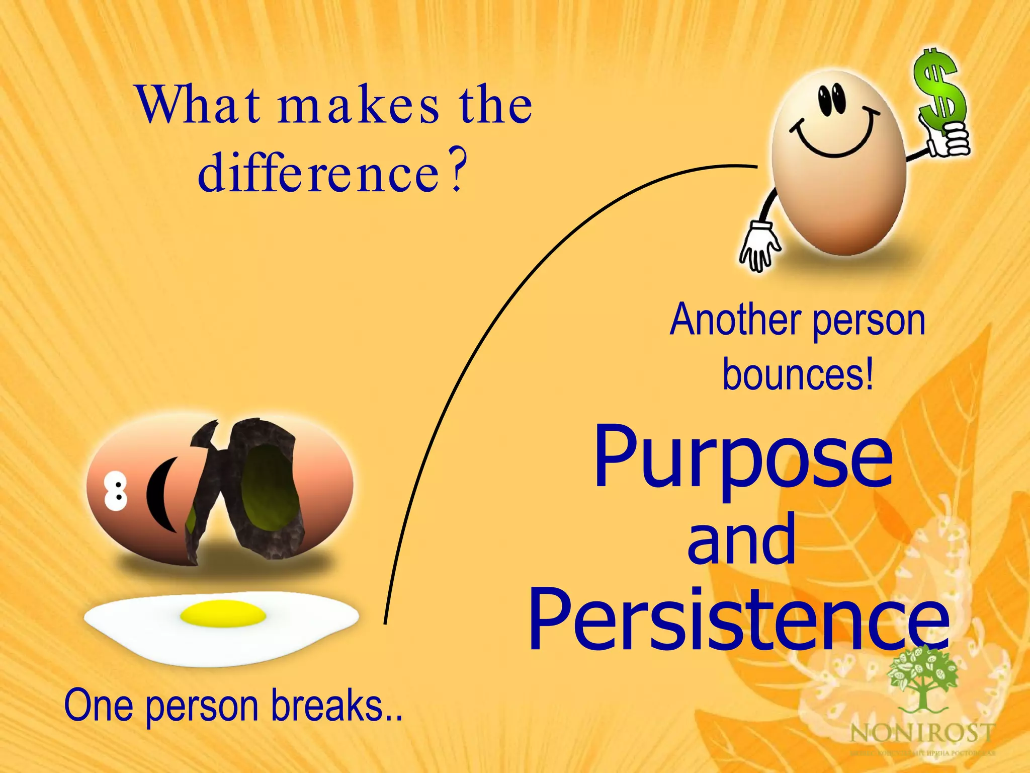 Another person bounces! One person breaks.. What makes the difference? Purpose and Persistence 