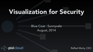 Raffael Marty, CEO
Visualization for Security
Blue Coat - Sunnyvale
August, 2014
 