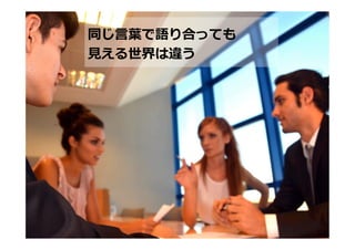 同じ⾔言葉葉で語り合っても
⾒見見える世界は違う

13

 