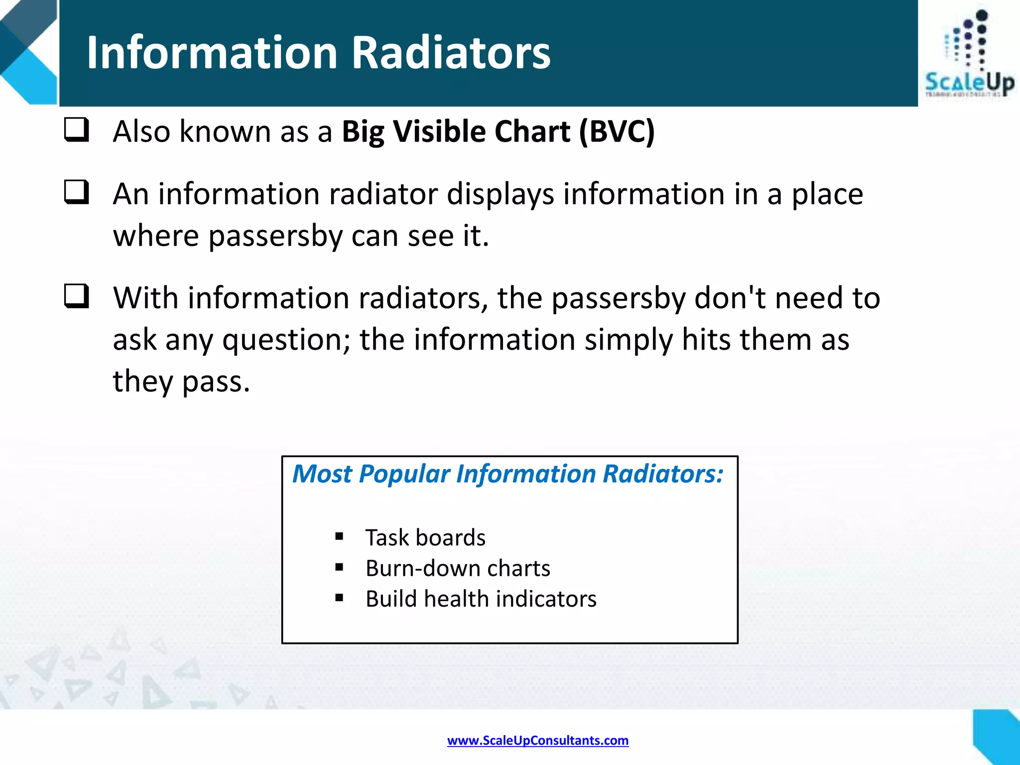 www.ScaleUpConsultants.com
Information Radiator
 