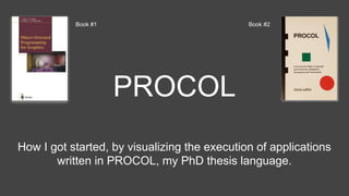 PROCOL
How I got started, by visualizing the execution of applications
written in PROCOL, my PhD thesis language.
Book #1 Book #2
 