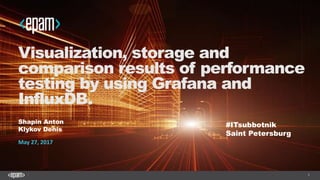 1
Visualization, storage and
comparison results of performance
testing by using Grafana and
InfluxDB.
Shapin Anton
Klykov Denis
May 27, 2017
#ITsubbotnik
Saint Petersburg
 