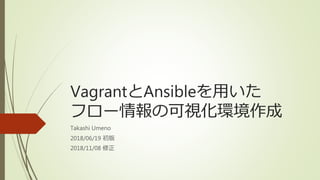 VagrantとAnsibleを用いた
フロー情報の可視化環境作成
Takashi Umeno
2018/06/19 初版
2018/11/08 修正
 