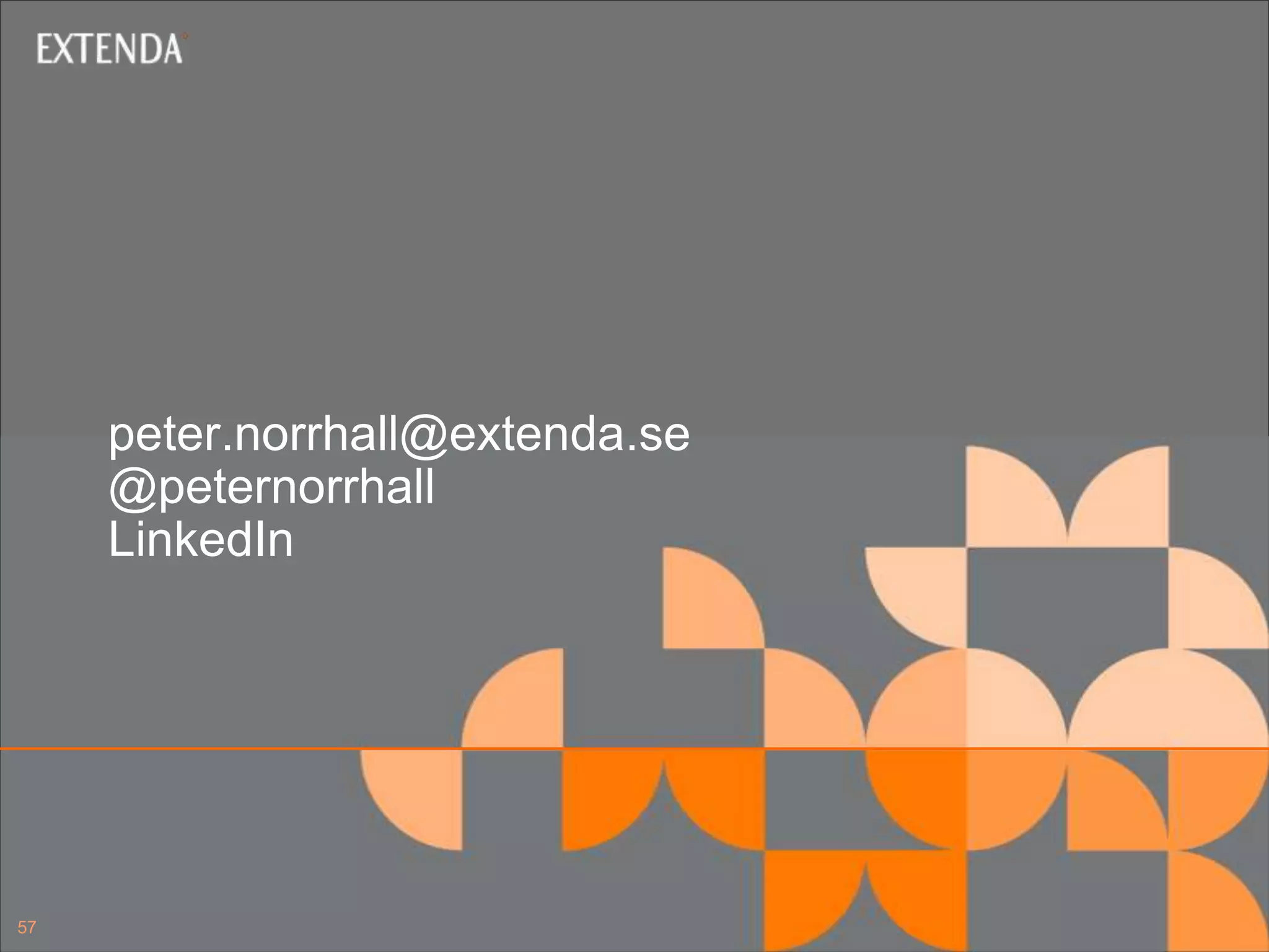 peter.norrhall@extenda.se
     @peternorrhall
     LinkedIn




57
 
