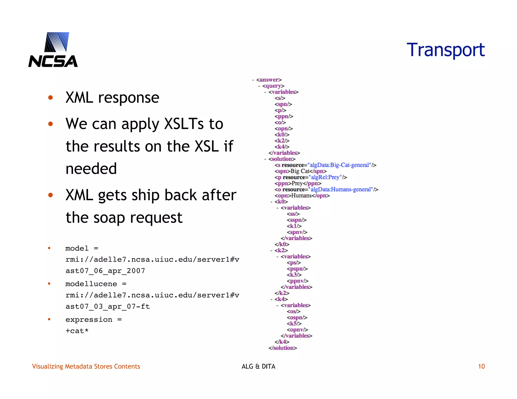 Visualizing content in metadata stores