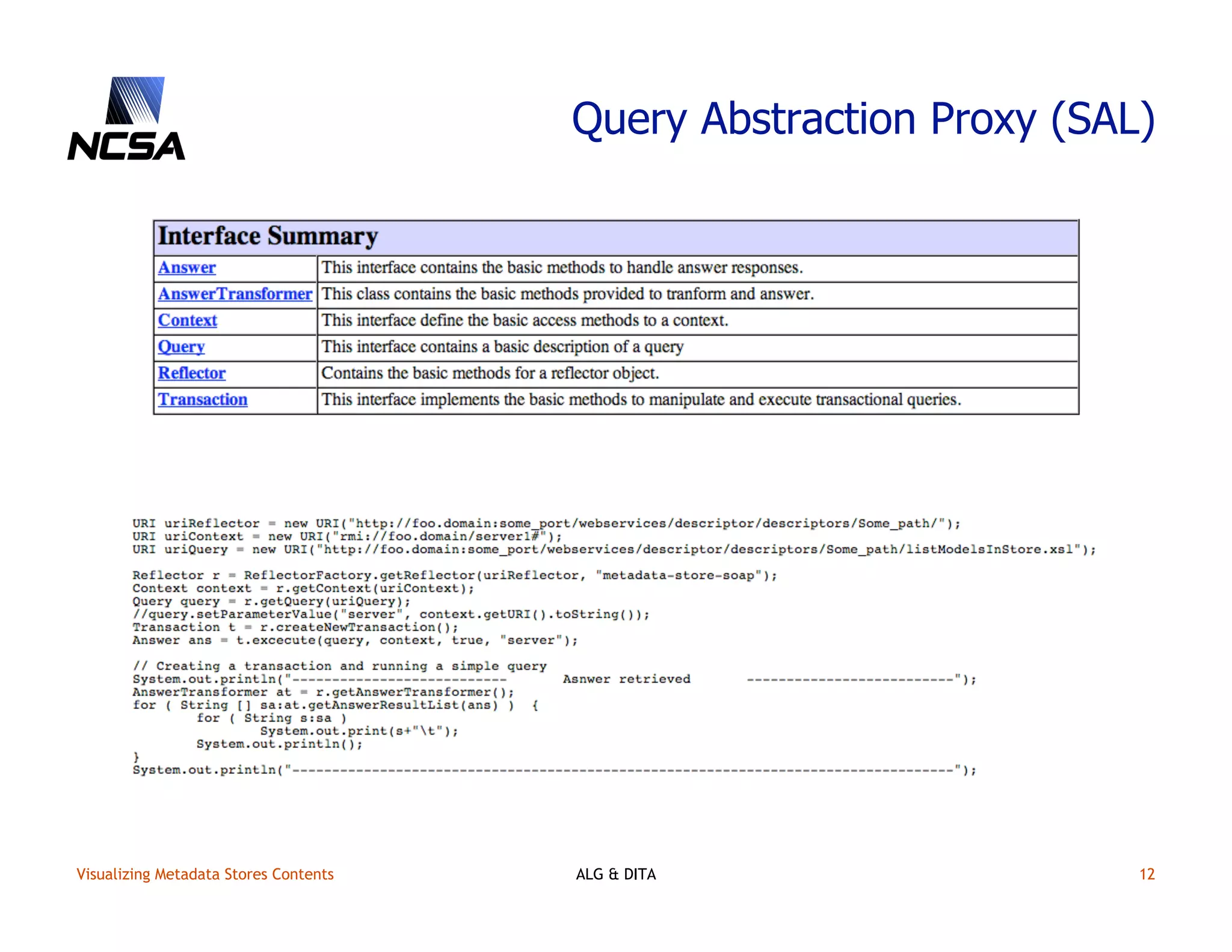 Visualizing content in metadata stores