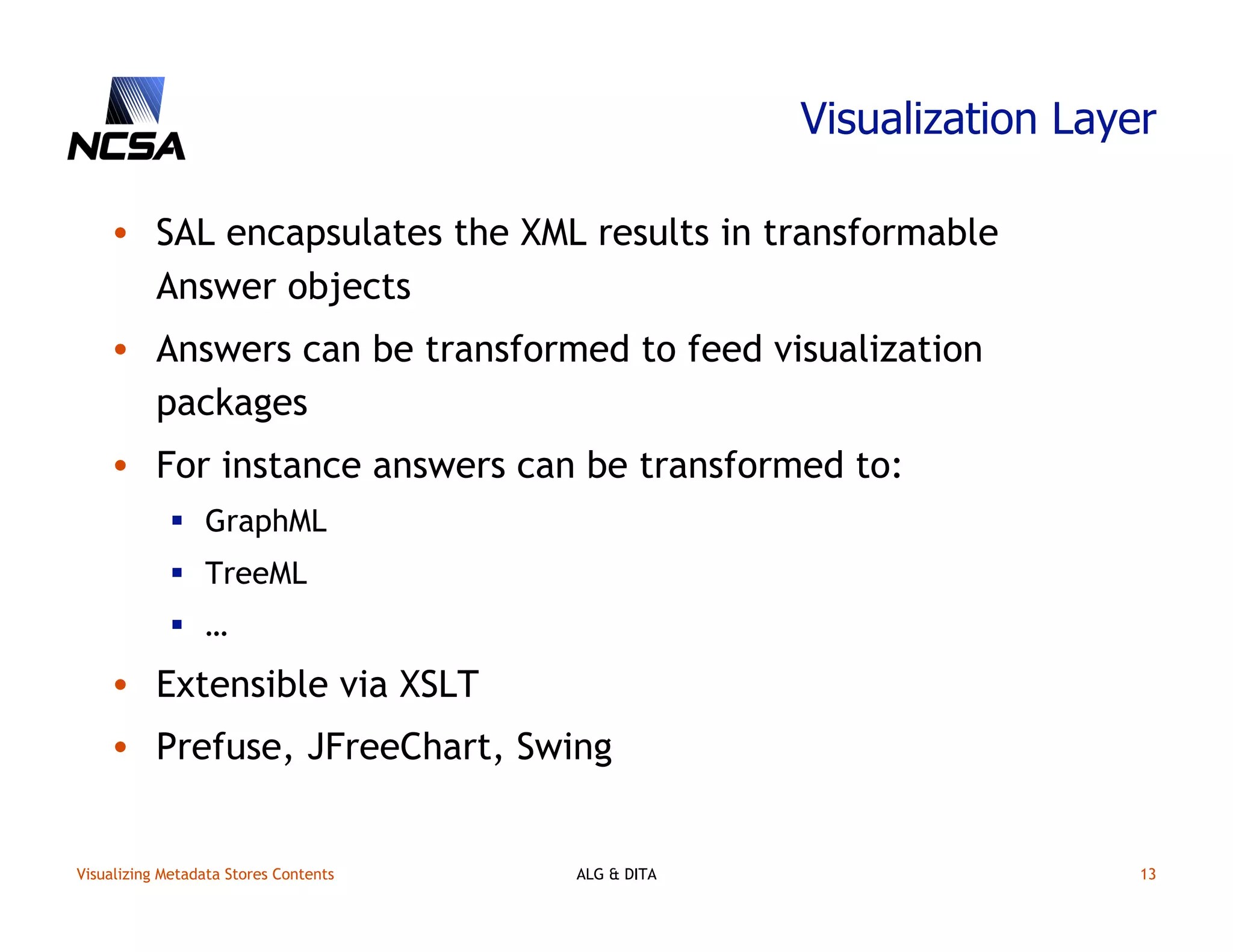 Visualizing content in metadata stores