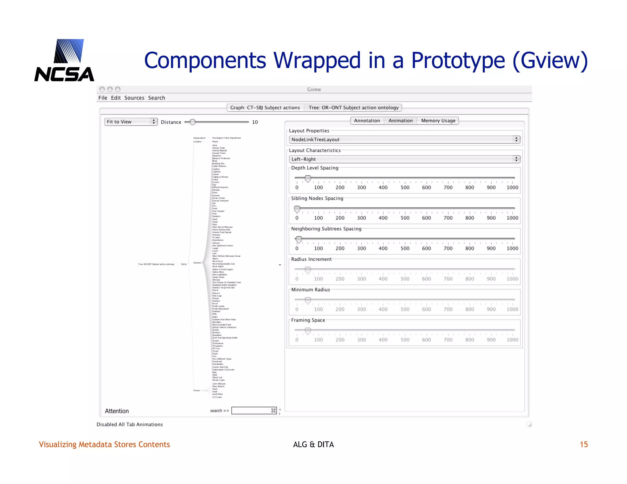 Visualizing content in metadata stores