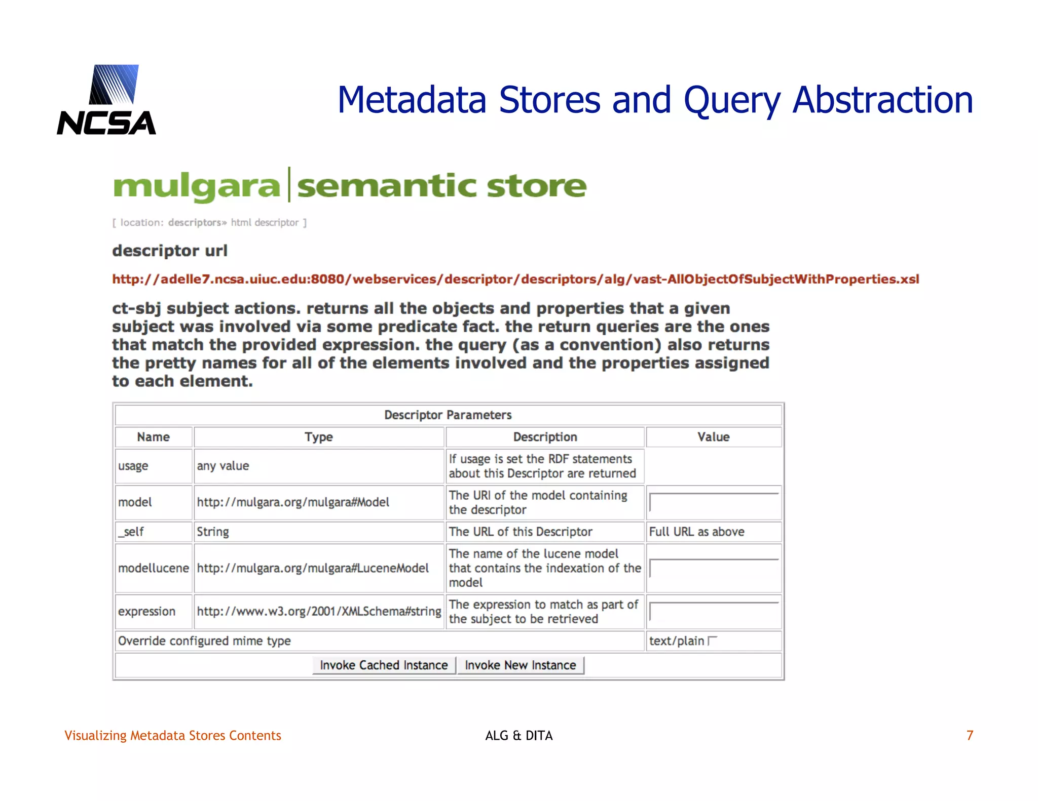 Visualizing content in metadata stores