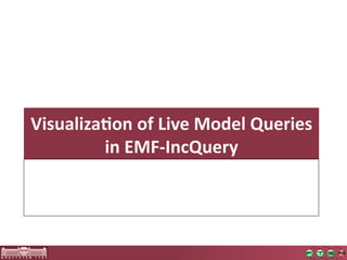 Visualiza<on  of  Live  Model  Queries  
         in  EMF-­‐IncQuery  
 