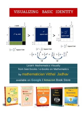 86 । VM for All
> >
+2 +2
VISUALIZING BASIC IDENTITY
( ) ( 𝟐
) ( )𝟐
Learn Mathematics Visually
from best books / e-books on Mathematics
by mathematician Vitthal Jadhav
available on Google / Book StoreAmazon
 