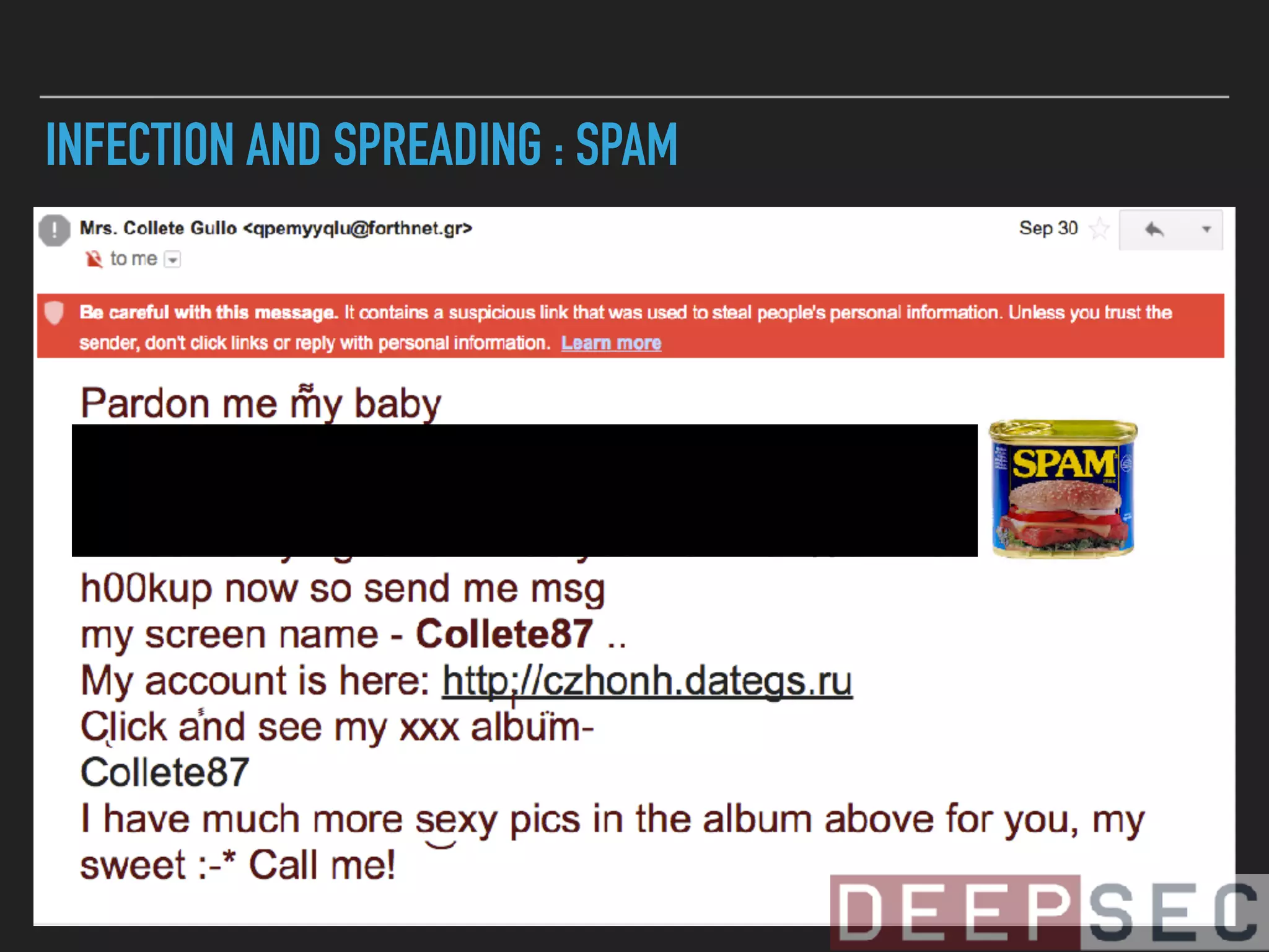 INFECTION AND SPREADING : SPAM
 