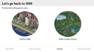 About Me Understanding > Action Coming Together
Let’s go back to 1999
The two best selling games were…
SimCity 3000 Roller...