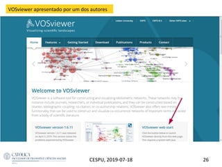 CESPU, 2019-07-18 26
VOSviewer apresentado por um dos autores
 