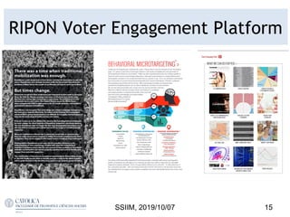 RIPON Voter Engagement Platform
SSIIM, 2019/10/07 15
 