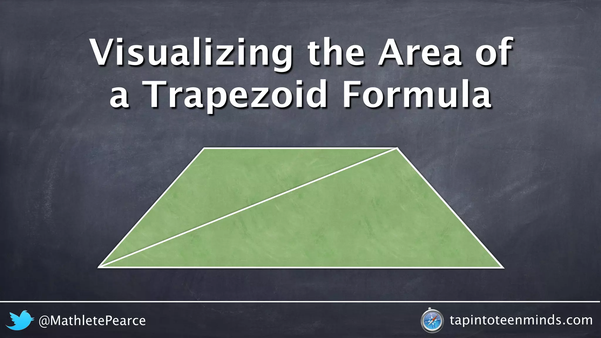 Visualizing the Area of 
a Trapezoid Formula 
@MathletePearce tapintoteenminds.com 
 