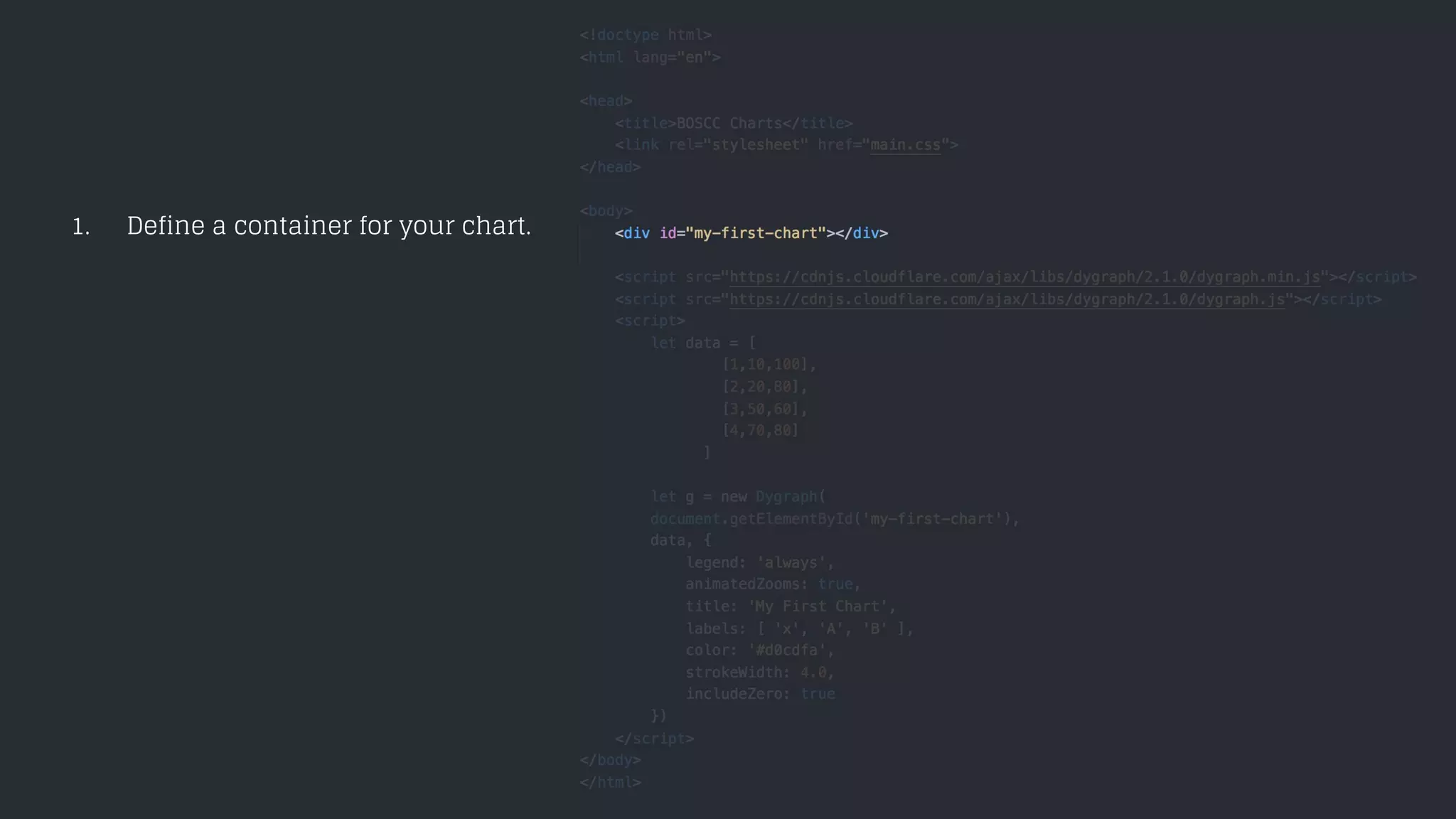 1. Define a container for your chart.
 