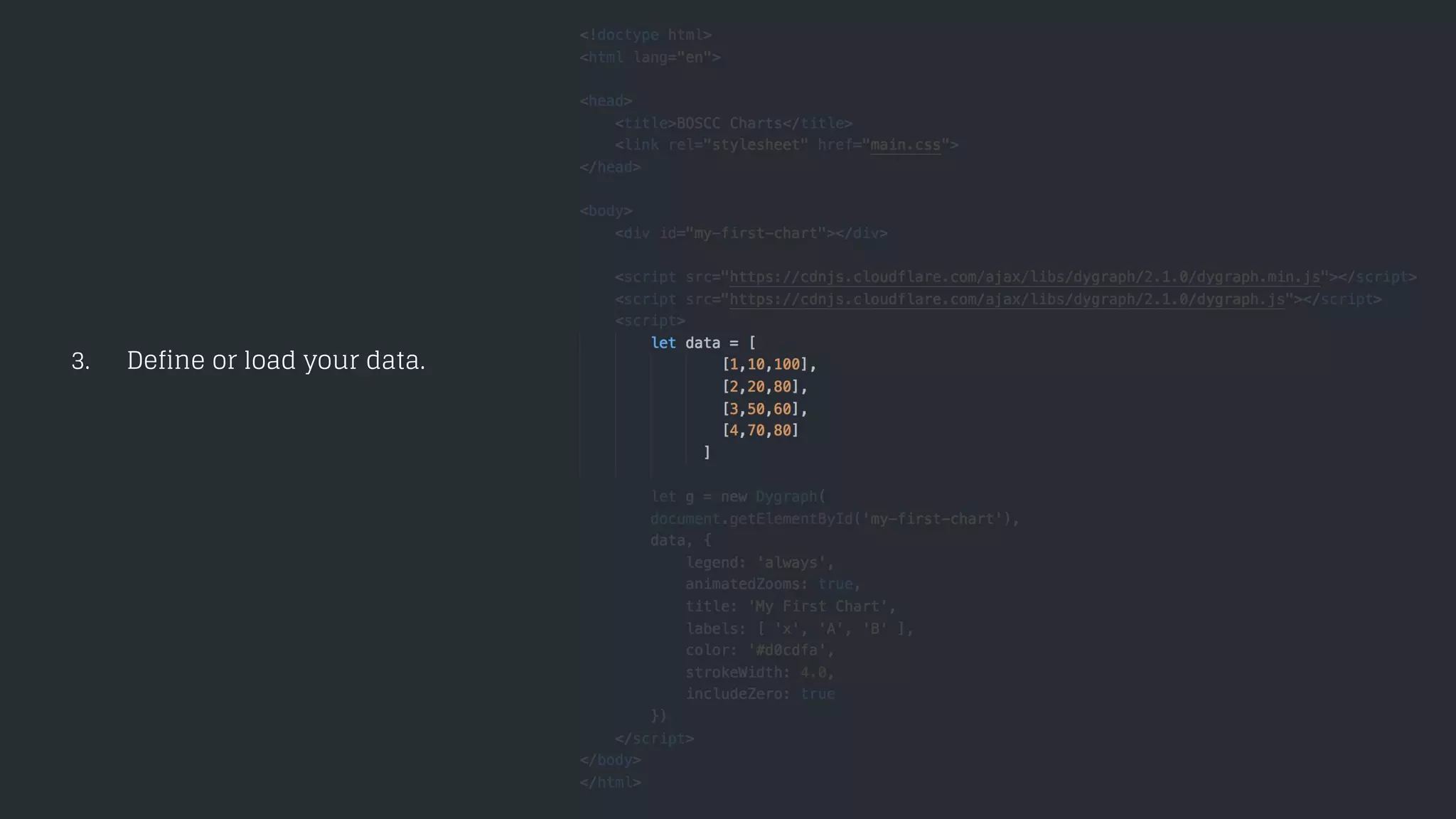3. Define or load your data.
 