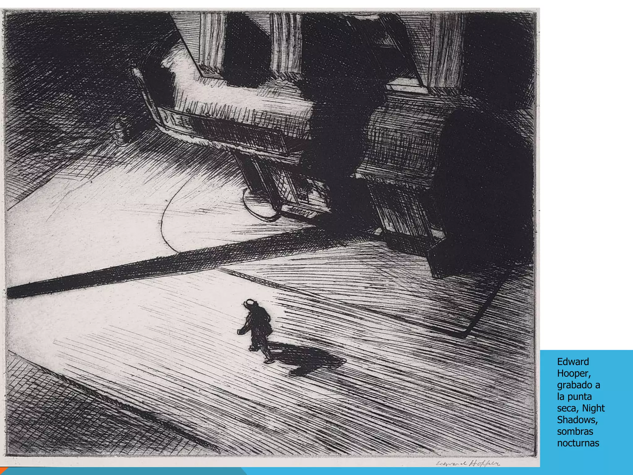 Edward
Hooper,
grabado a
la punta
seca, Night
Shadows,
sombras
nocturnas
 
