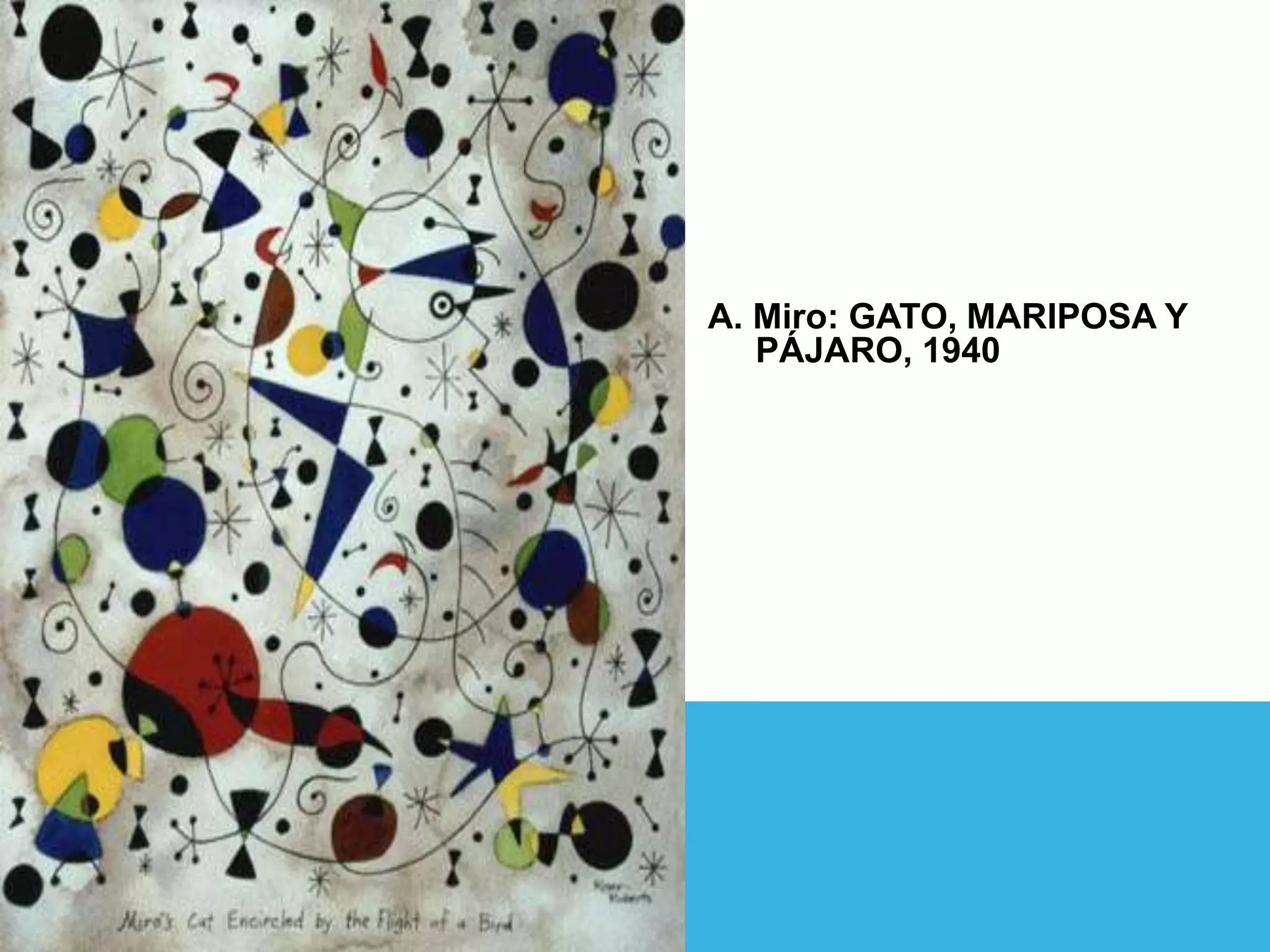 A. Miro: GATO, MARIPOSA Y
PÁJARO, 1940
 