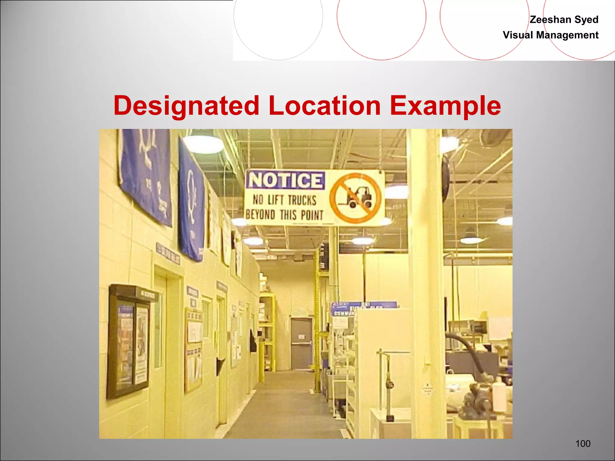 Zeeshan Syed 
Visual Management 
100 
Designated Location Example 
 