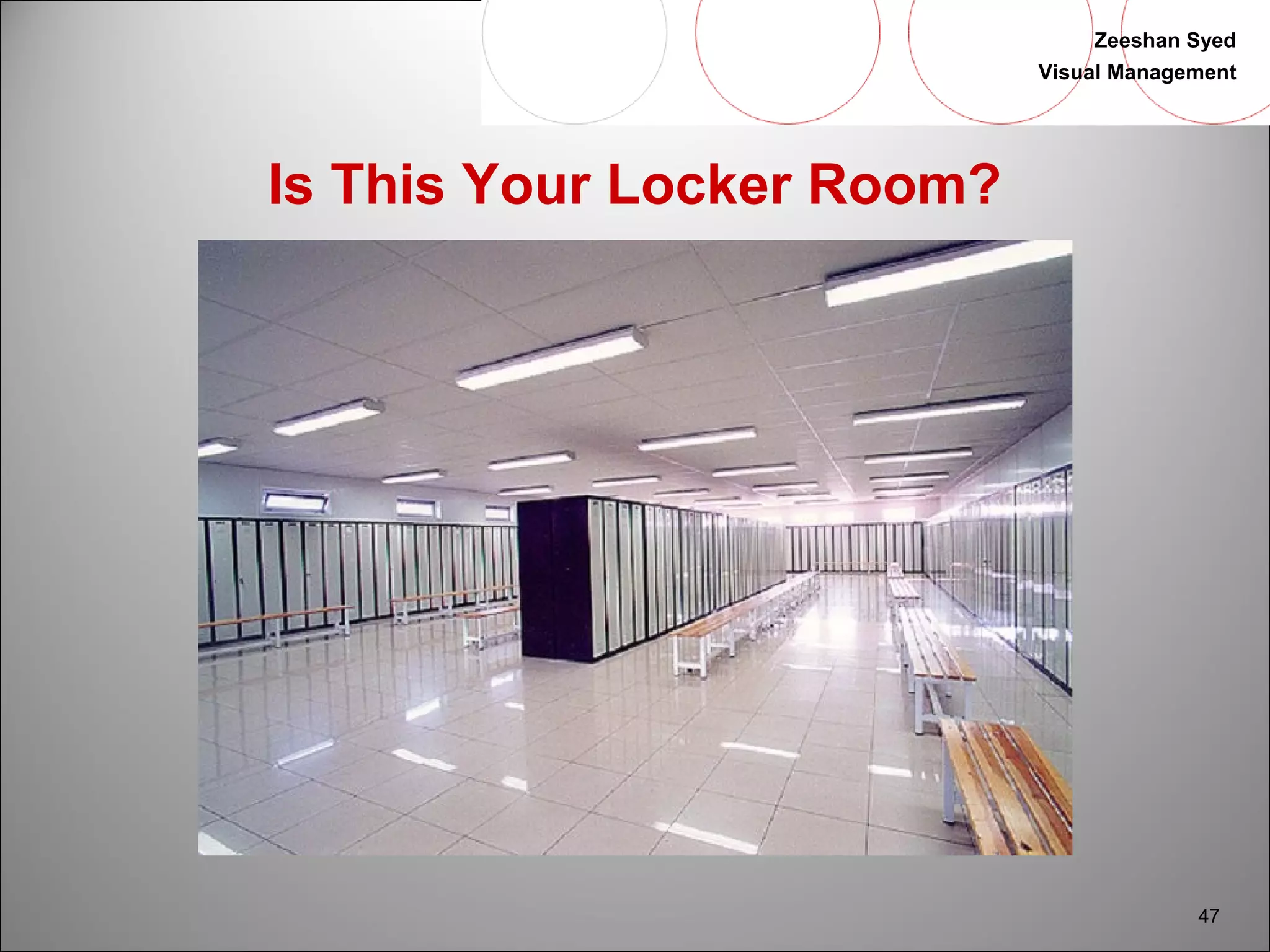 Zeeshan Syed 
Visual Management 
47 
Is This Your Locker Room? 
 