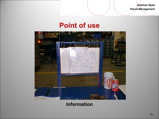 Zeeshan Syed 
Visual Management 
76 
Point of use 
Information 
 