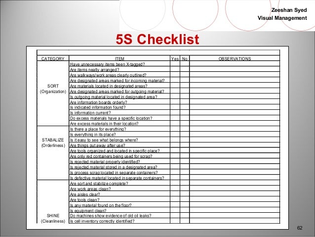 "Visual management & 5S " in Lean T.P.S (Workshop slides)