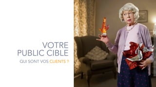 10
VOTRE
PUBLIC CIBLE
QUI SONT VOS CLIENTS ?
 