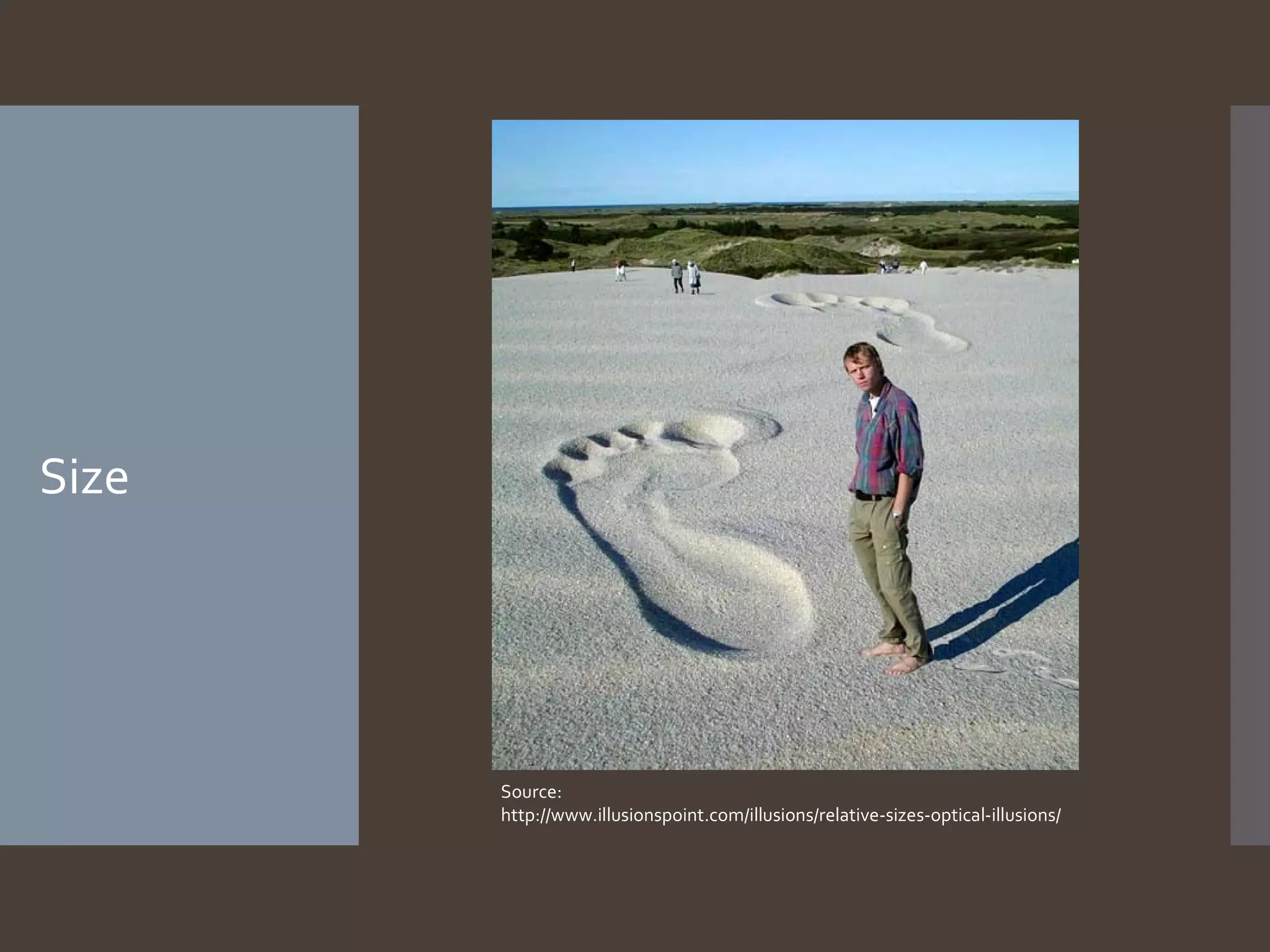 Size

Source:
http://www.illusionspoint.com/illusions/relative-sizes-optical-illusions/

 