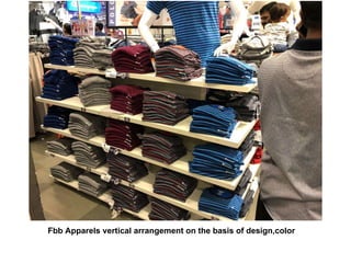 Fbb Apparels vertical arrangement on the basis of design,color
 