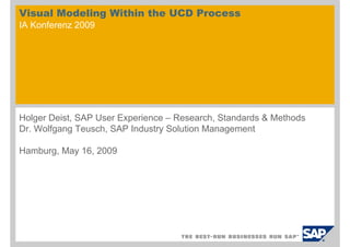 Visual Modeling Within the UCD Process
IA Konferenz 2009




Holger Deist, SAP User Experience – Research, Standards & Methods
Dr. Wolfgang Teusch, SAP Industry Solution Management

Hamburg, May 16, 2009
 