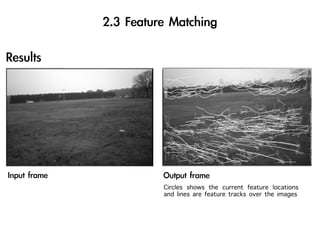 Circles shows the current feature locations
and lines are feature tracks over the images
 