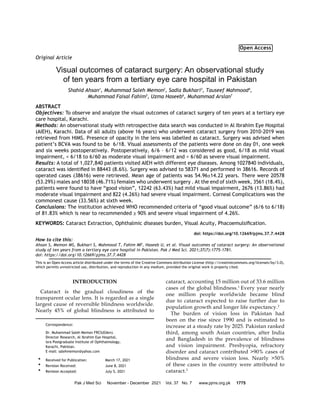 Visual outcomes of cataract surgery an observational study | PDF