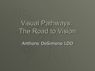 Visual Pathways:
The Road to Vision
Anthony DeSimone LDO
 
