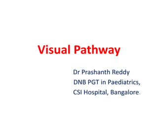 Visual Pathway
Dr Prashanth Reddy
DNB PGT in Paediatrics,
CSI Hospital, Bangalore.
 