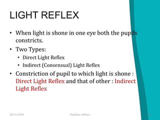 Light Reflex Example Visual pathway kHem | PPTX