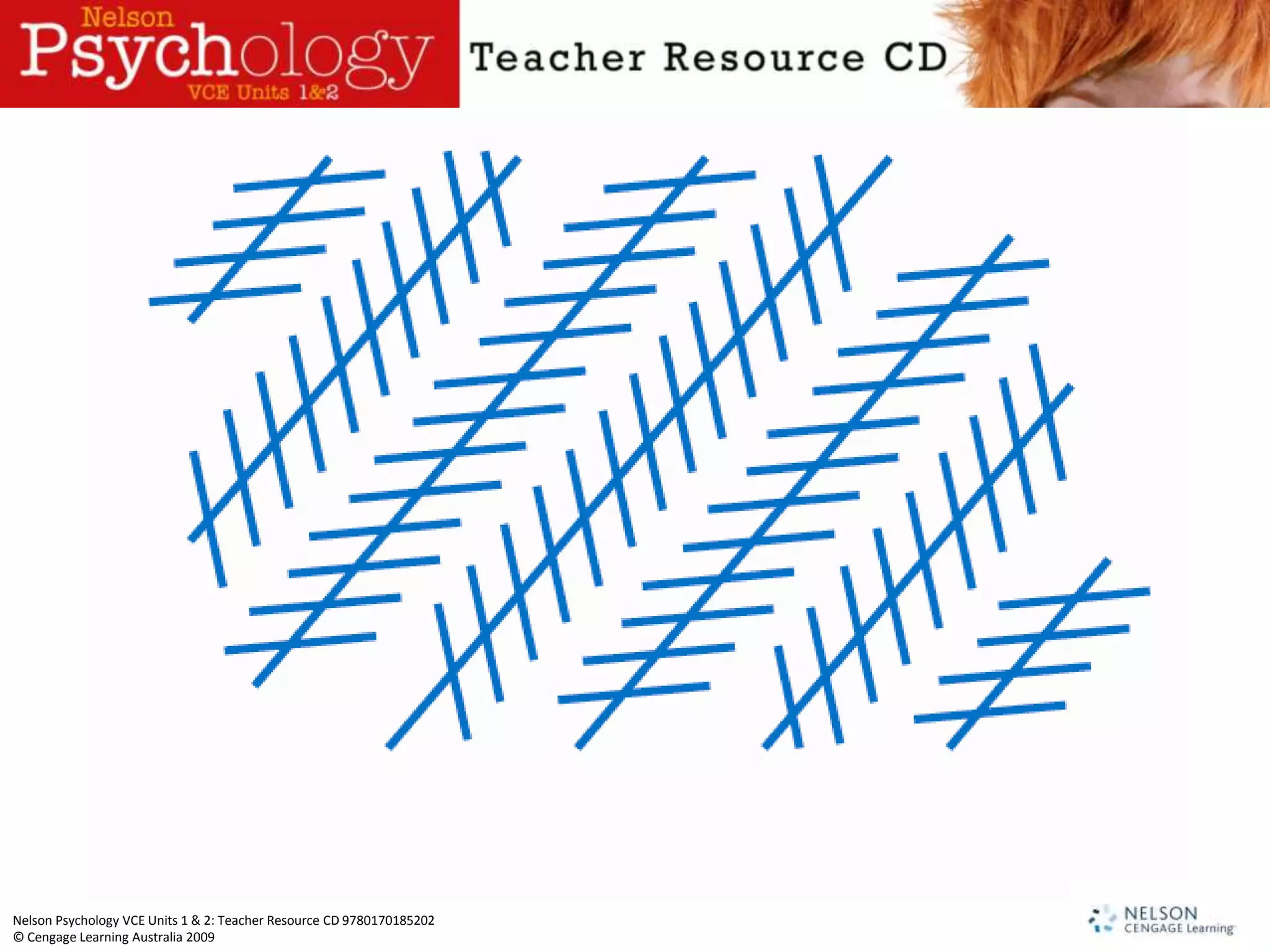 Nelson Psychology VCE Units 1 & 2: Teacher Resource CD 9780170185202
© Cengage Learning Australia 2009
 