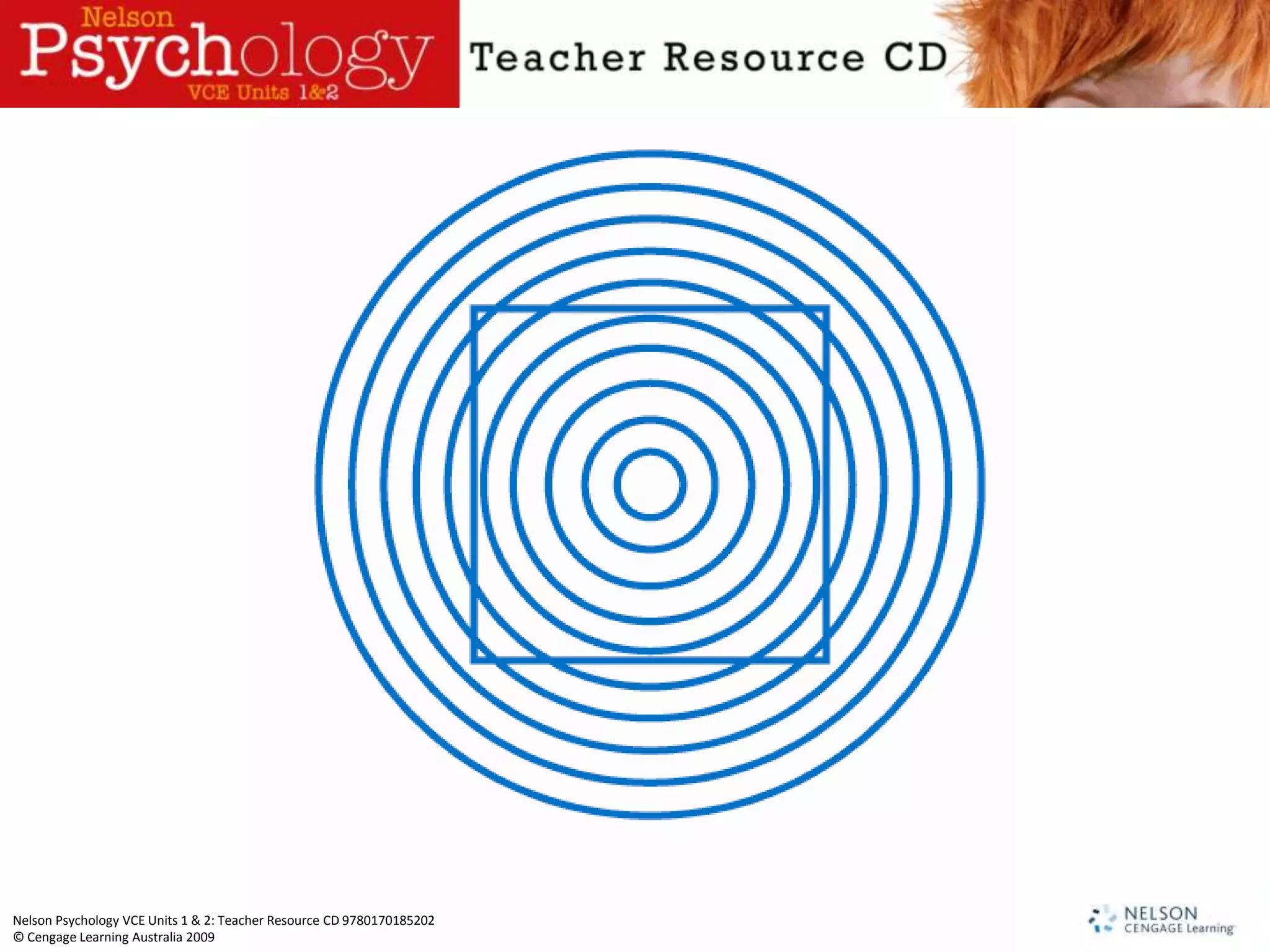Nelson Psychology VCE Units 1 & 2: Teacher Resource CD 9780170185202
© Cengage Learning Australia 2009
 