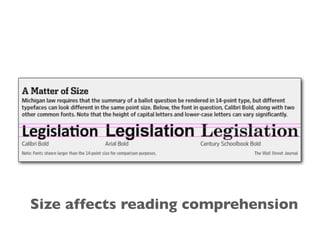 Size affects reading comprehension
 